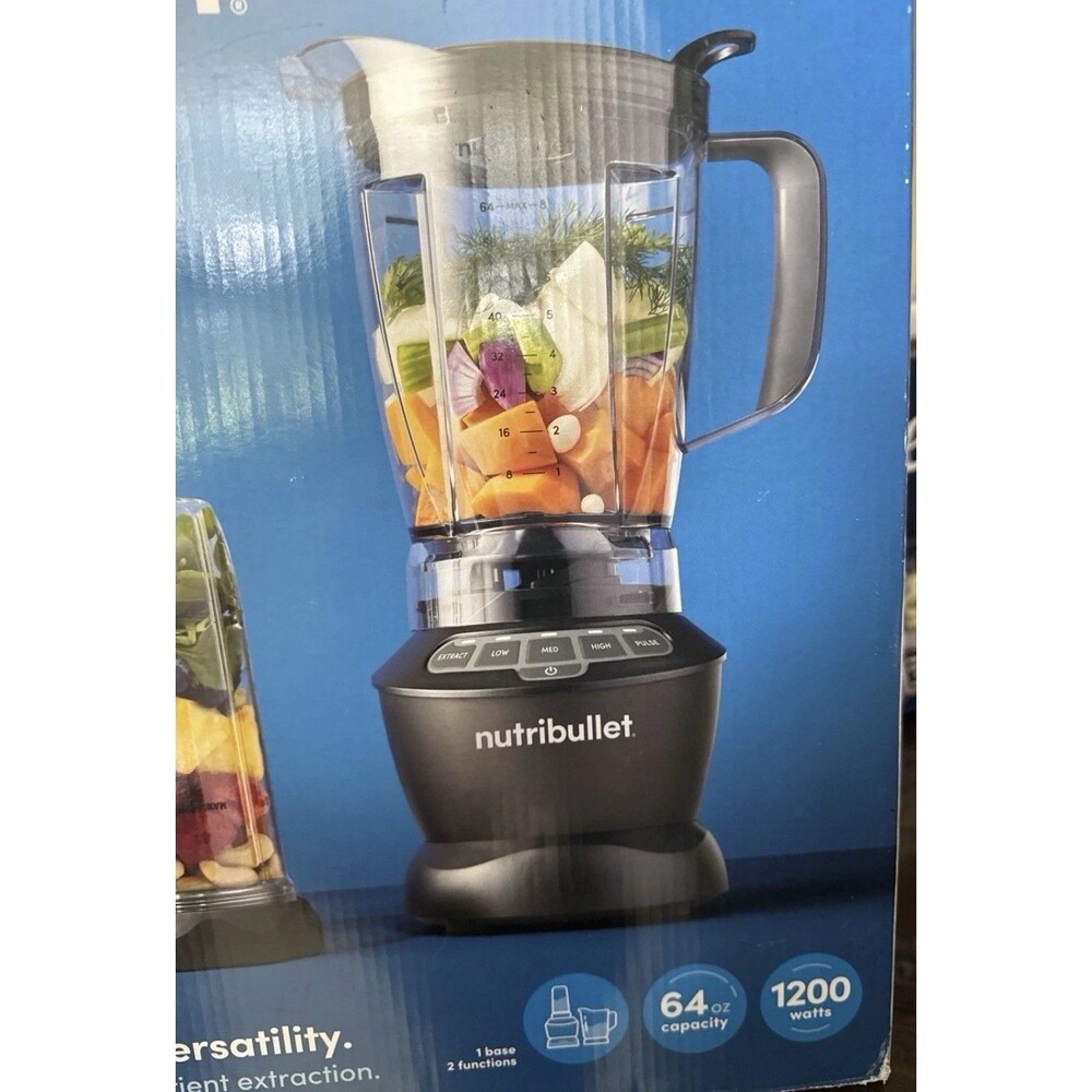 New NutriBullet 1200 Watt Blender Combo with Single Serve Cups NBF50500 Gray - Picture 9 of 16